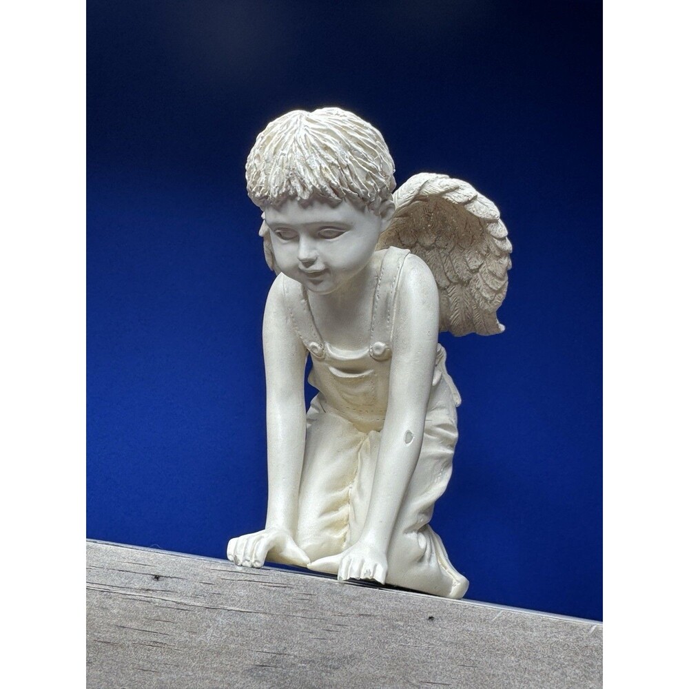 AngelStar  99  Boy Angel in Dungarees with Glitter Wings Shelf Sitter Memorial